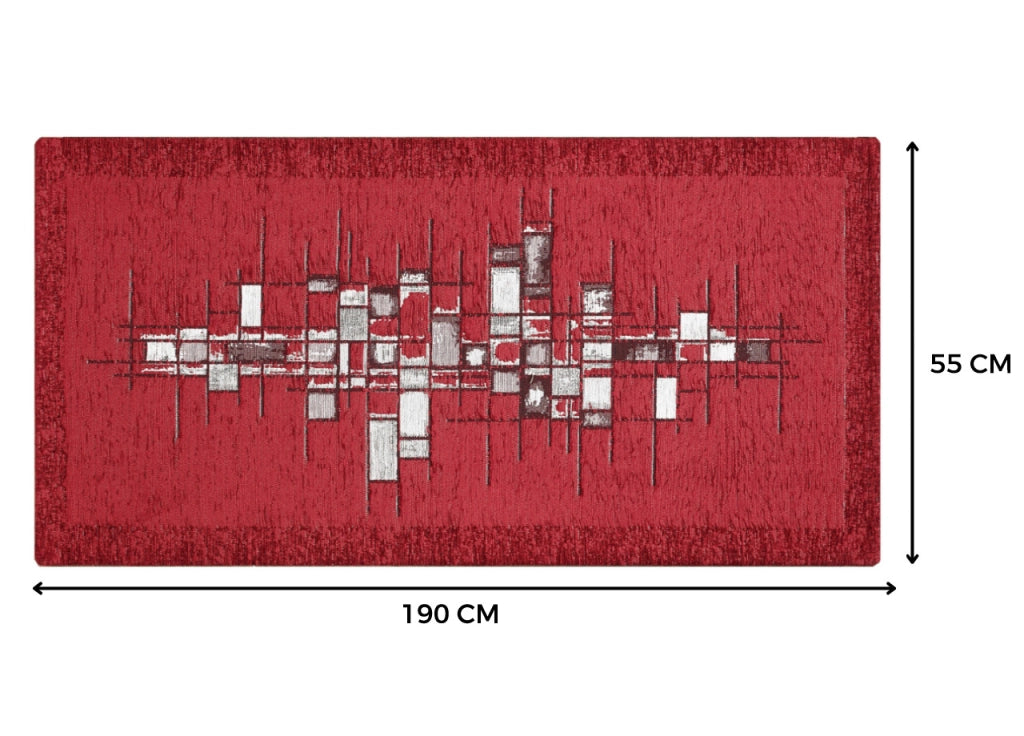 Tappeto Passatoia Cucina Corsia Retro Antiscivolo Disegno Pixel By Suardi - 55x190 - Rosso