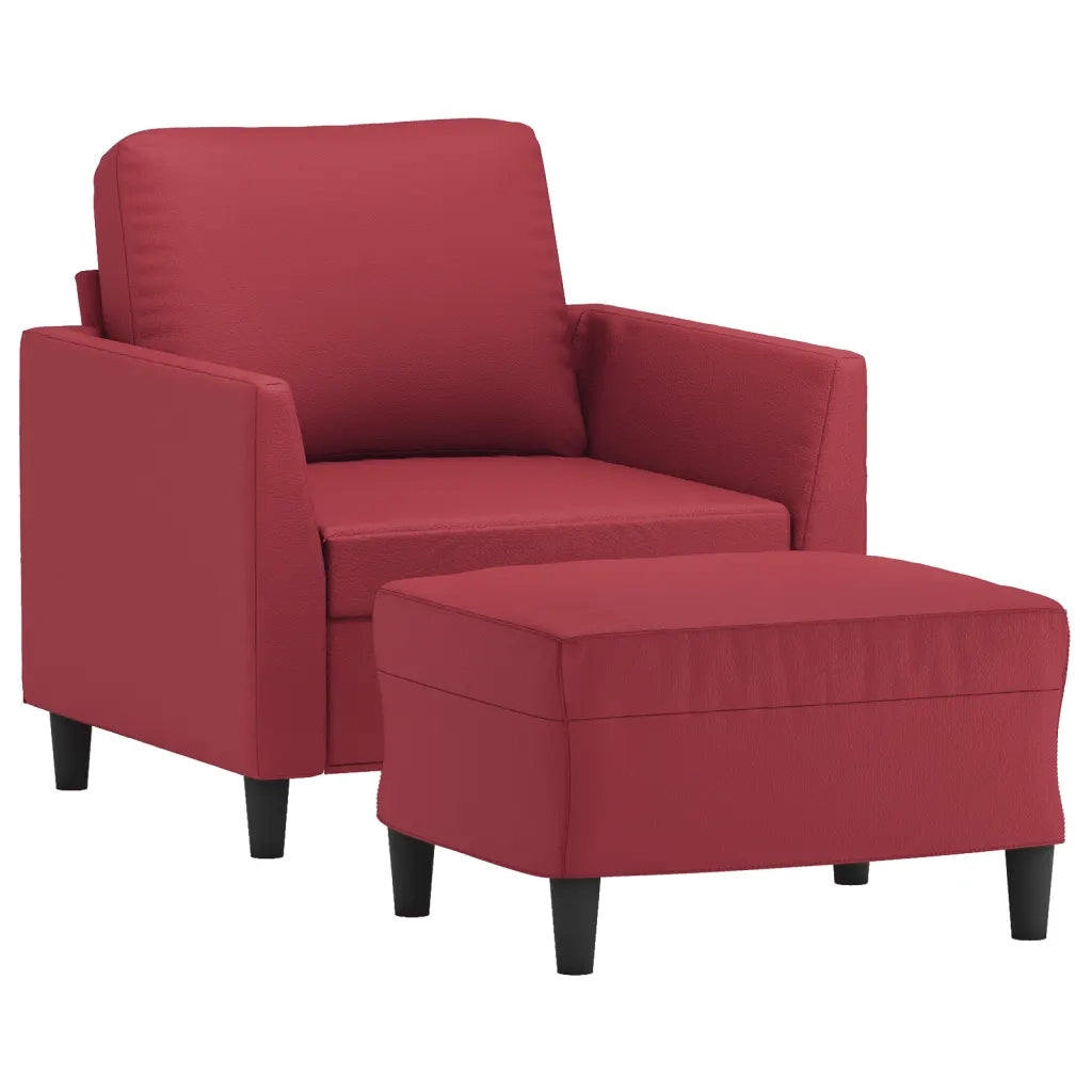 Poltrona | Sedia Relax con Poggiapiedi Rosso Vino 60 cm in Similpelle
