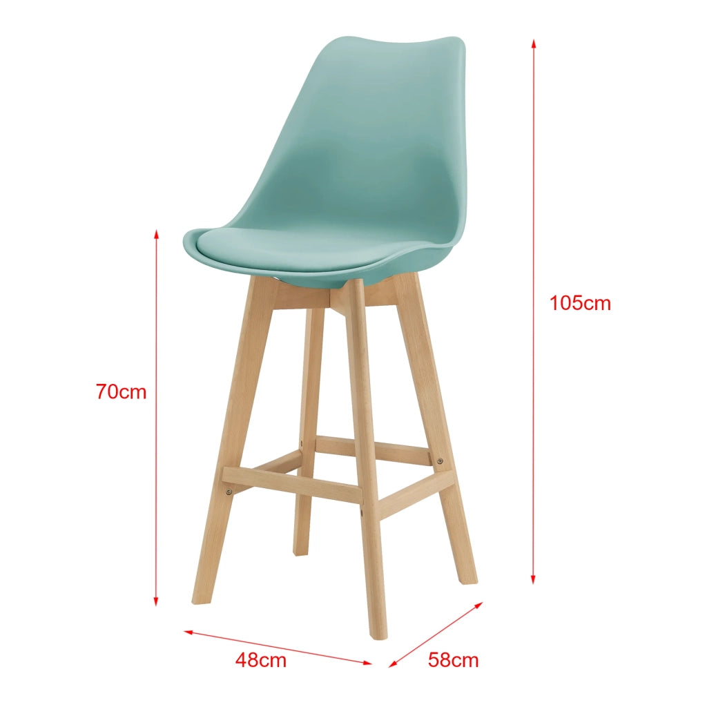 Set di 4 sgabelli da bar in plastica sintetica finitura faggio 105x48x58 cm verde 03_0008719