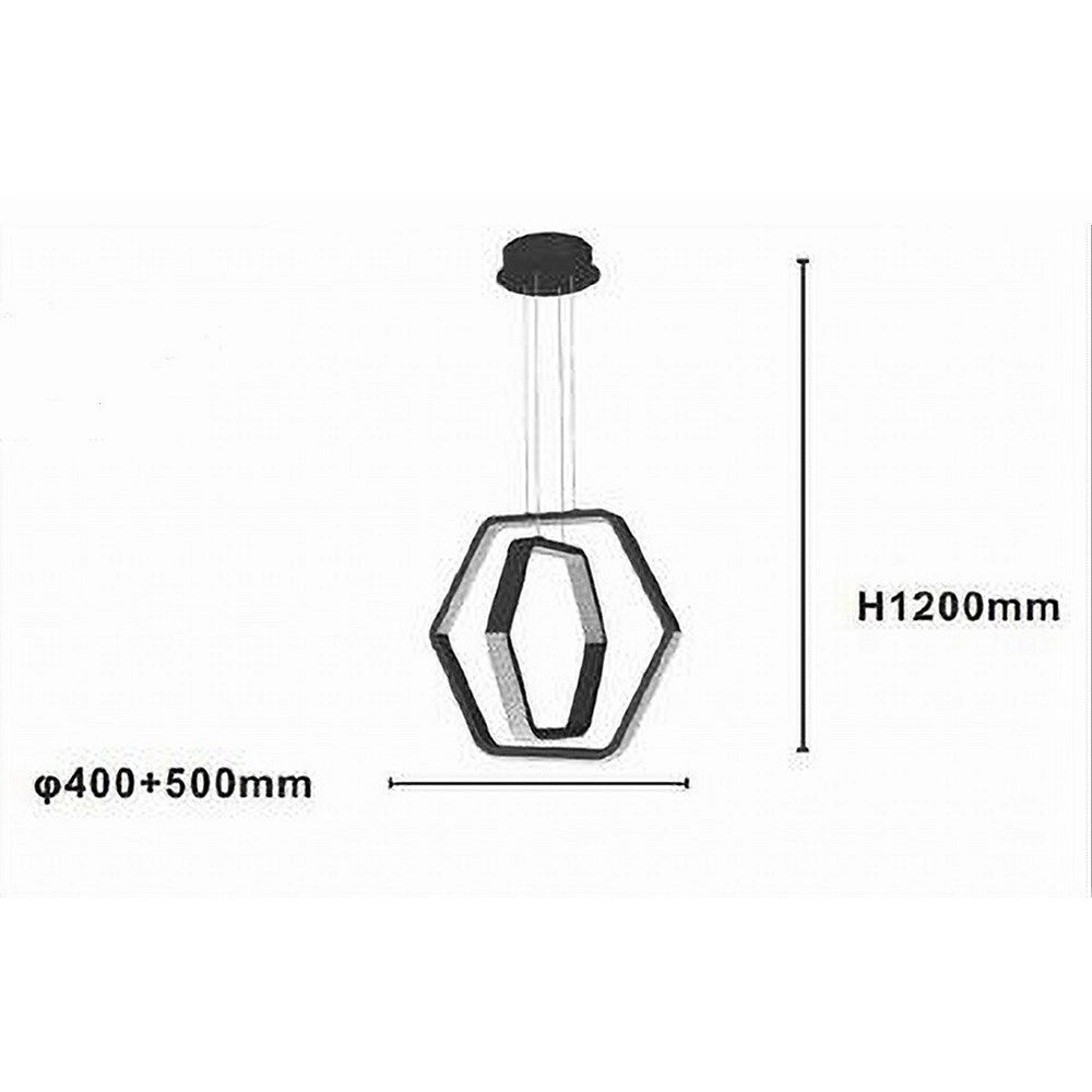 Trade Shop - Lampadario A Sospensione Led 48 W Esagonale Effetto Cristallo Moderno Nero 31845 -