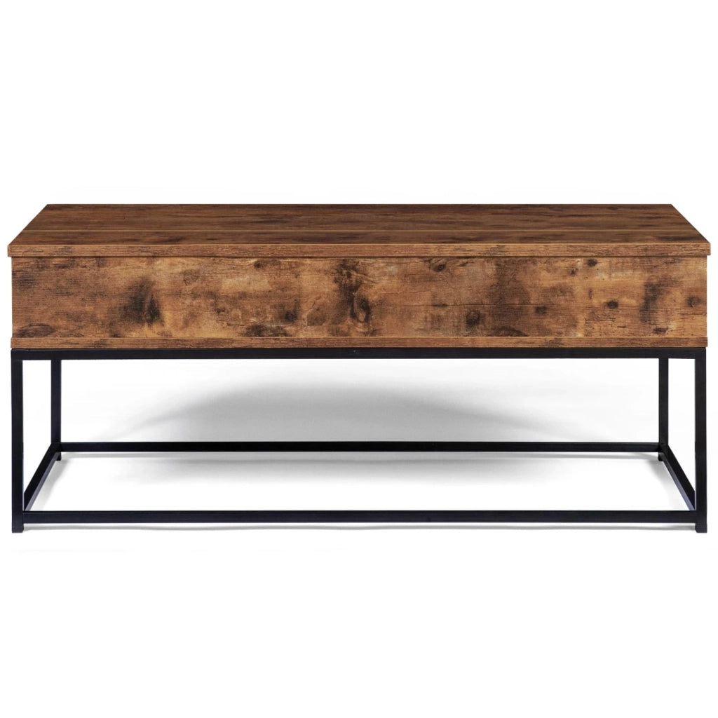 IDMarket - Tavolino DAYTON con piano sollevabile, effetto invecchiato, design industriale