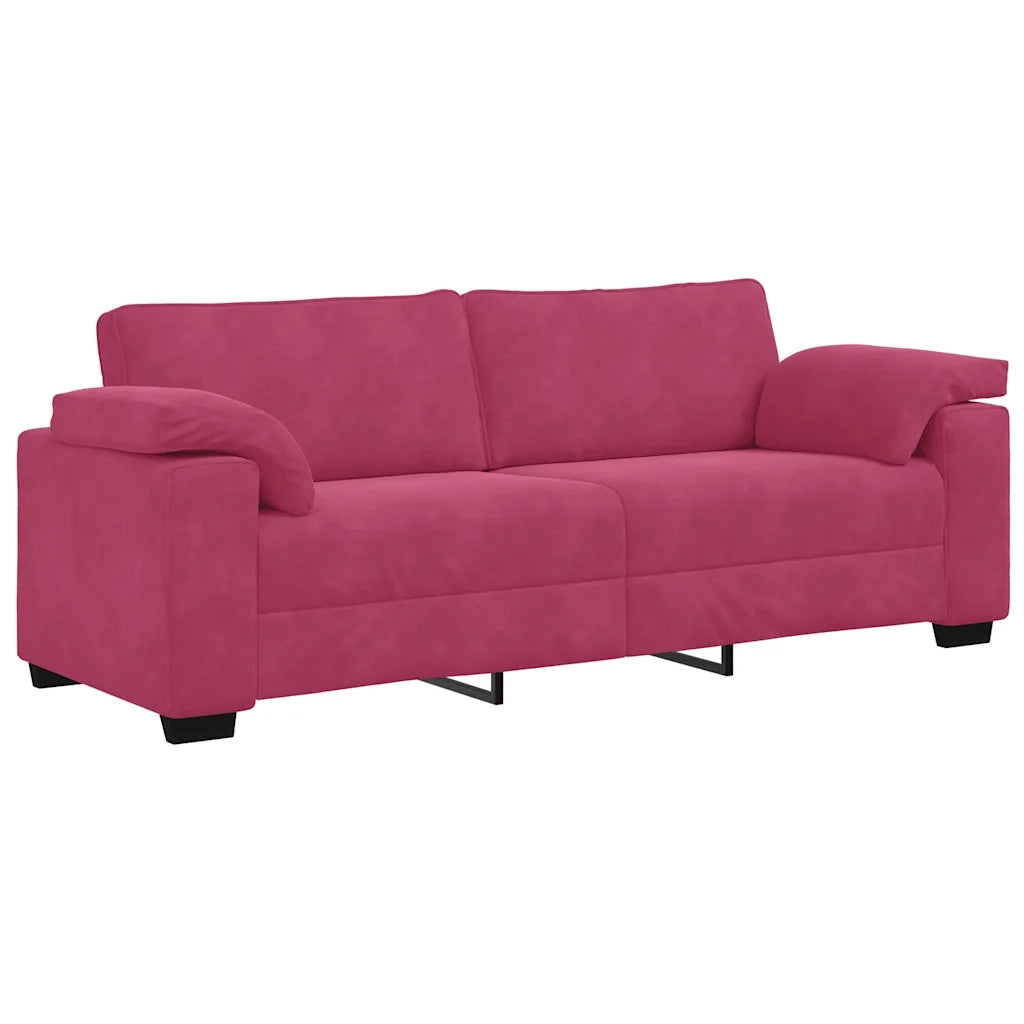 Set di Divani 3 pz con Cuscini Rosso Vino in Velluto