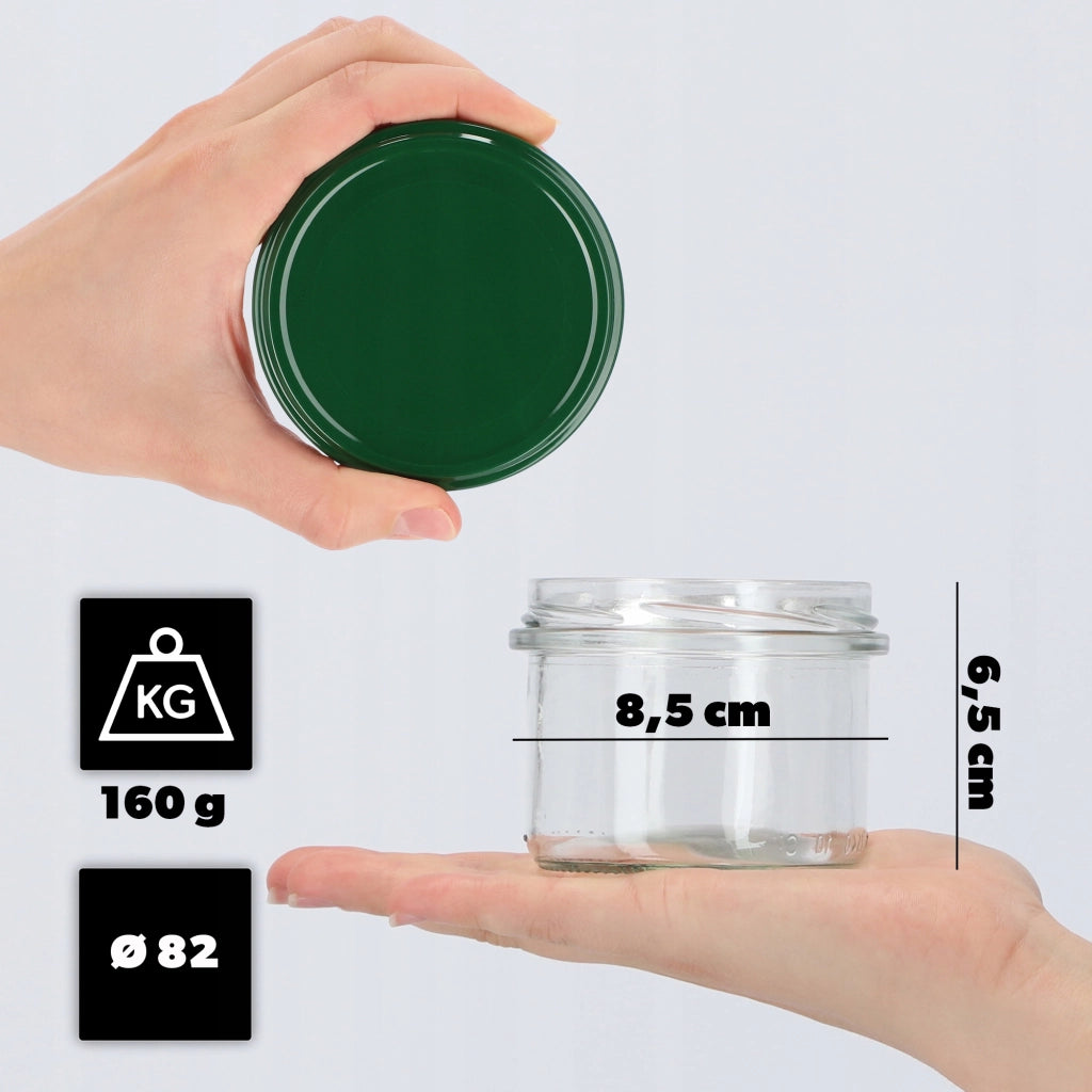 Barattoli di vetro KADAX Tartu 235 ml 10 pezzi 82 mm + coperchi verdi