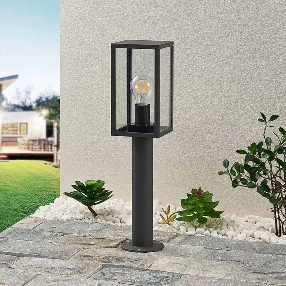 Trade Shop - Lampione Da Giardino 48cm Lampioncino Da Terra Per Vialetti Attacco E27 Ip44 518pa-h480 - Nero