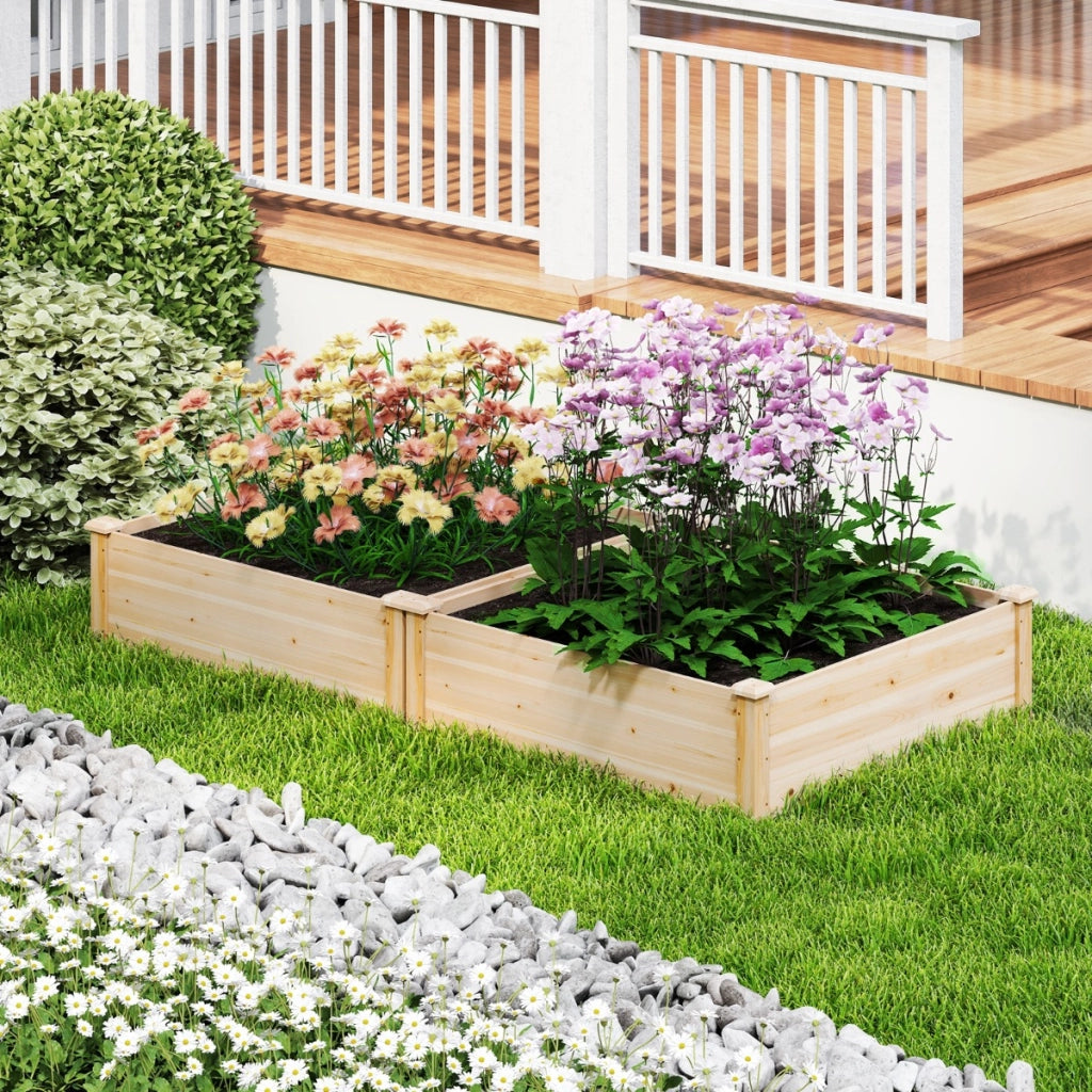 Letto da giardino rialzato legno pesterni verdure frutta e erbe, Fioriera quadrata con base aperta Naturale-Fioriere