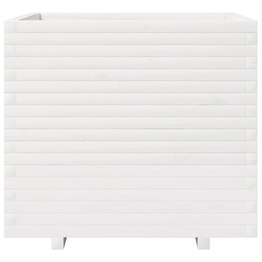 Fioriera rialzata per piante fiori terrazza giardino 80 x 80 x 72 cm legno di pino massiccio bianco 02_0037928