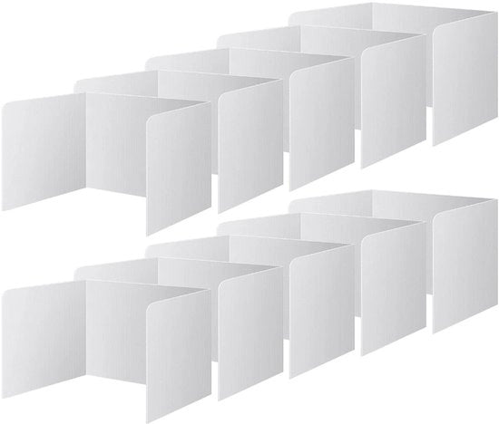 Divisore per ufficio a forma di U - 10 pezzi - Divisore per ufficio - Protezione visiva - Materiale plastico - Pieghevole e rimovibile - Divisore per ufficio