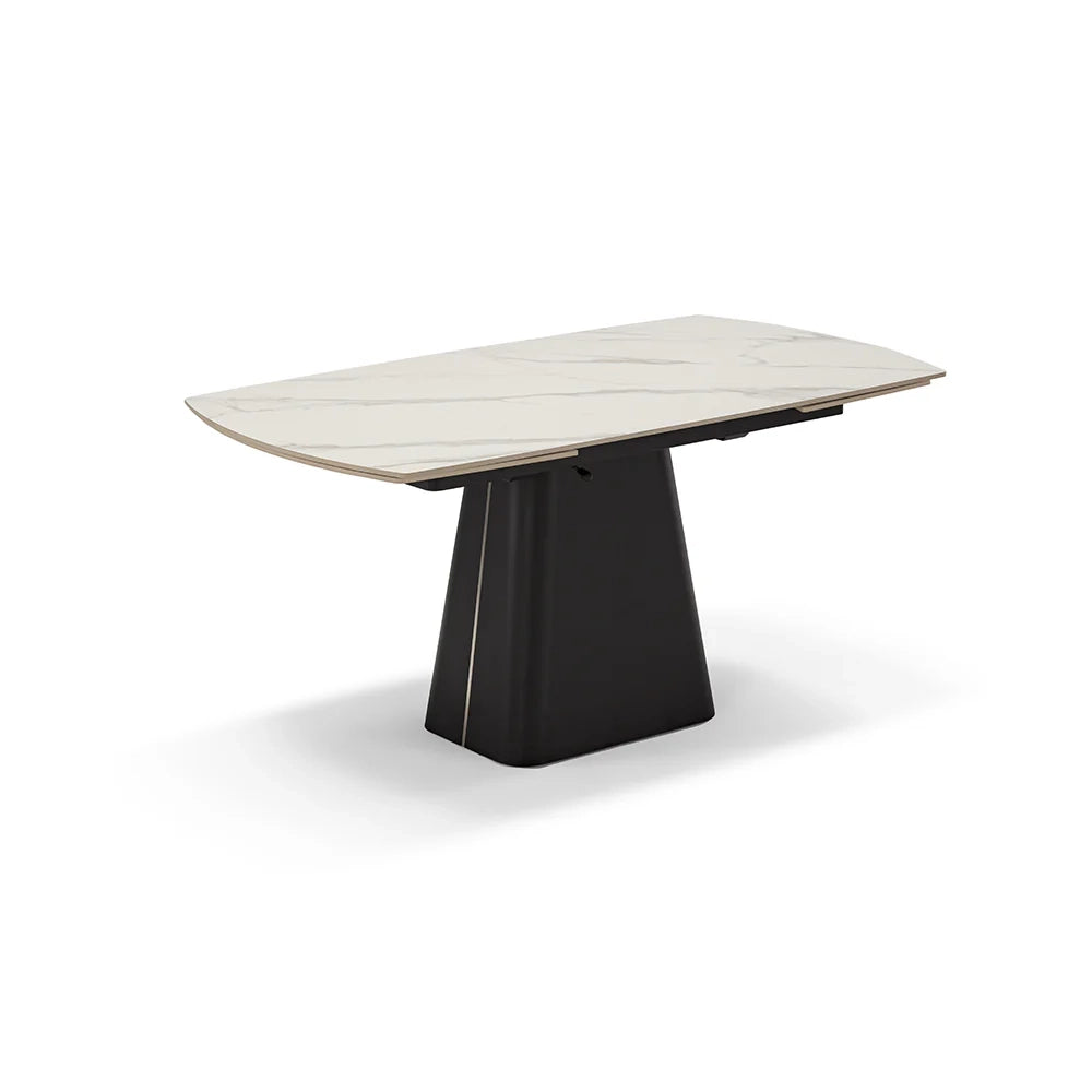 Tavolo da pranzo ellittico allungabile 160X90 Marmo di Carrara modello ATLANTIDE, fino a 240 cm con meccanismo estensibile semi-automatico , design moderno ideale per sala da pranzo, cucina e soggiorno, top in grès ceramico