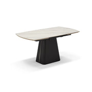 Tavolo da pranzo ellittico allungabile 160X90 Marmo di Carrara modello ATLANTIDE, fino a 240 cm con meccanismo estensibile semi-automatico , design moderno ideale per sala da pranzo, cucina e soggiorno, top in grès ceramico