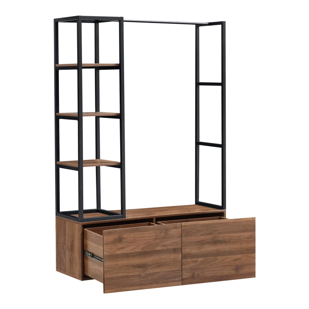 Appendiabiti in metallo e MDF 180 x 120 x 40 cm effetto noce canaletto 03_0008130