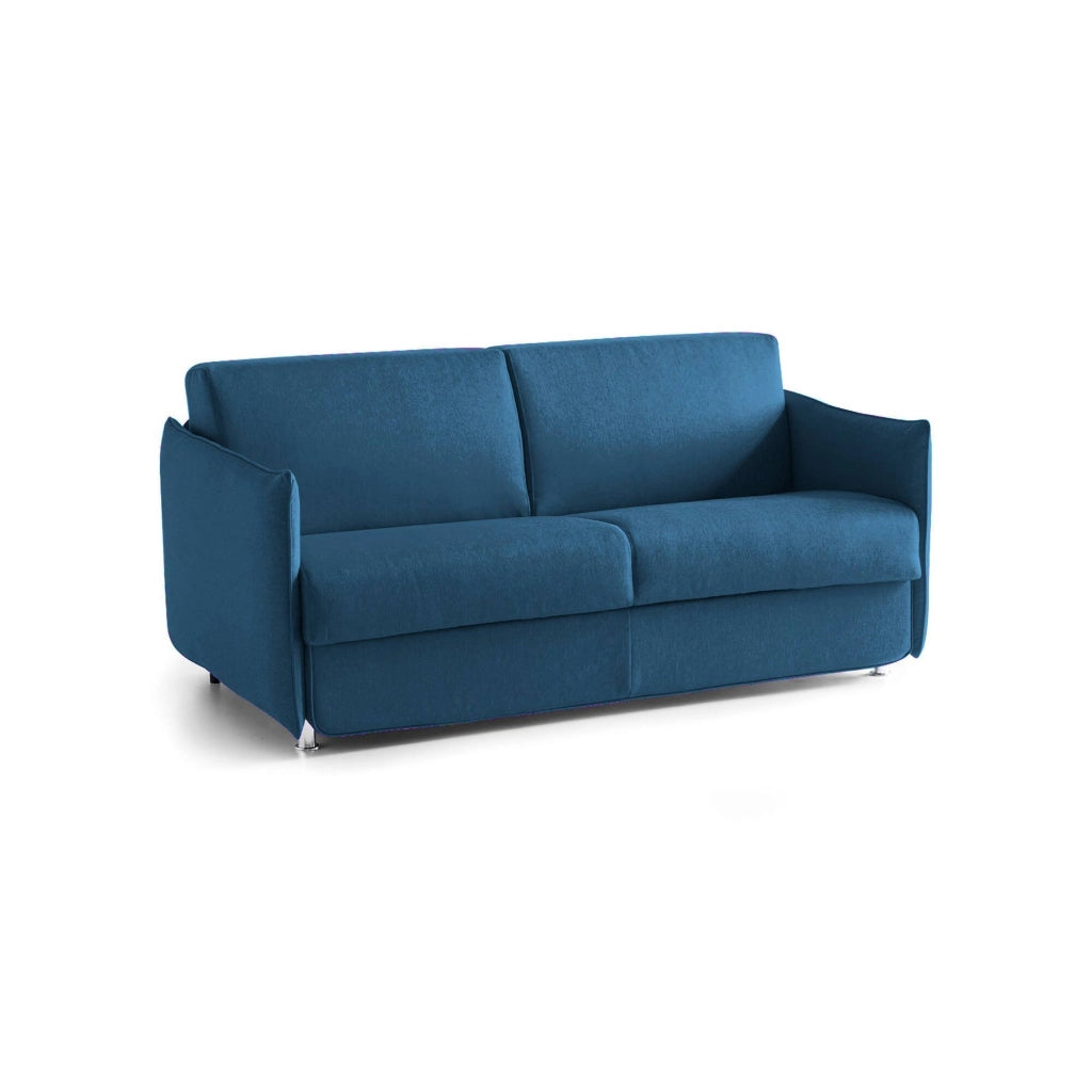 Verceia, Divano Letto 2 Posti Sfoderabile Made in Italy, 160x95 cm blu