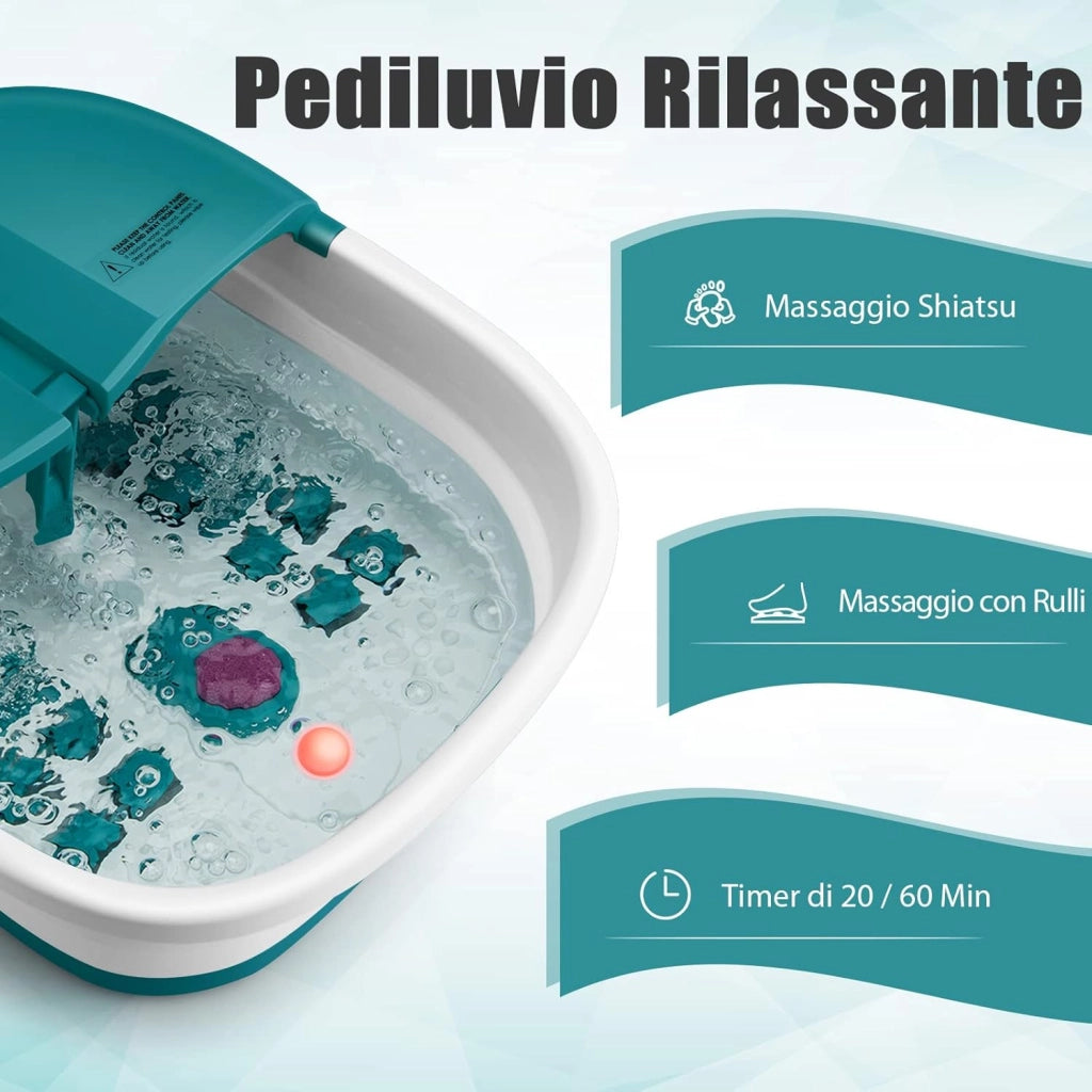 Pediluvio Massaggiatore Piedi Elettrico, Idromassaggiatore Plantare Pieghevole con Riscaldamento e Telecomando, 3 Temperature Regolabili (Anatra blu)