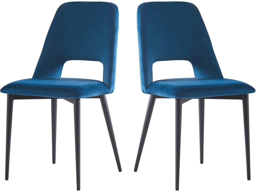 Set di 2 sedie in velluto "Fedora" - Blu scuro
