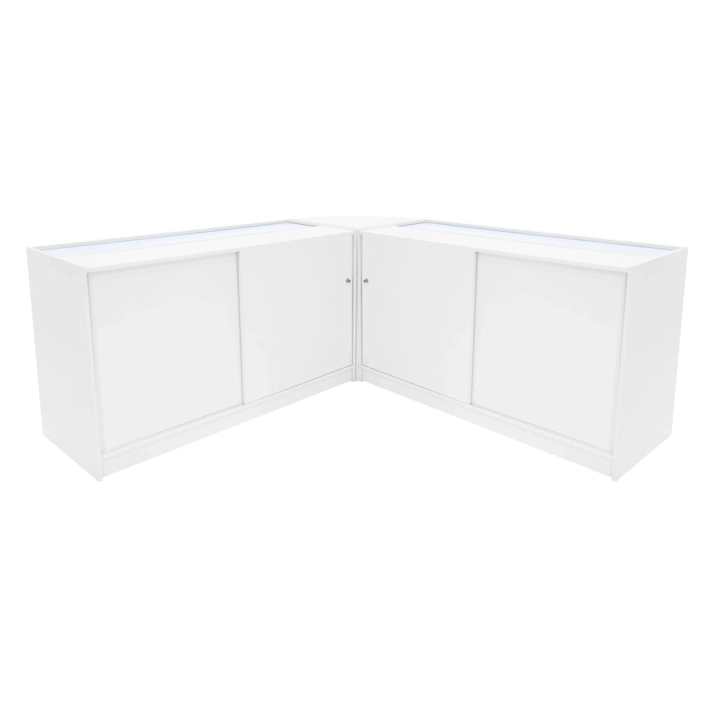 Set Bancone Bianco Theseus LED B1500 LM60 con Serratura e Vetrina Espositiva