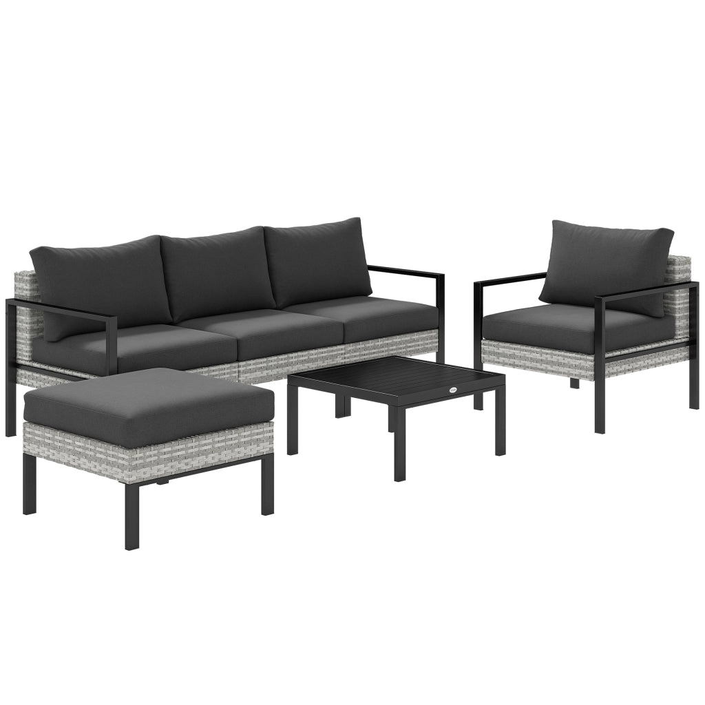 Set da giardino esterno 5 posti ¨C zephmum ¨C polyrattan grigio chiaro