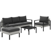 Set da giardino esterno 5 posti ¨C zephmum ¨C polyrattan grigio chiaro
