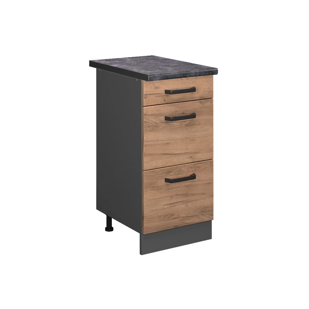 Vicco Mobiletto base per cucina Quercia dorata 40 cm con cassetti, PL Antracite