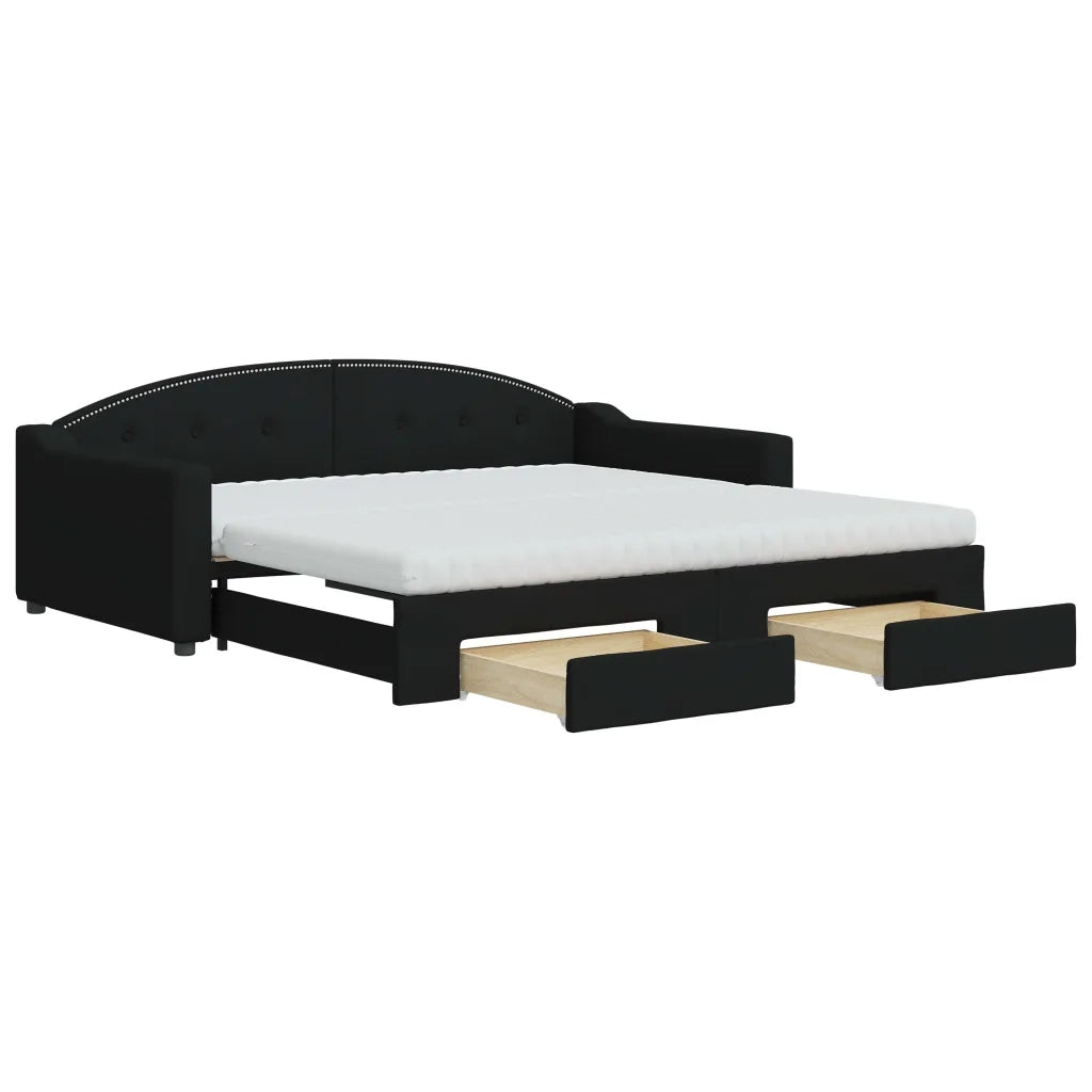 Divano Letto Estraibile con Cassetti Nero 100x200 cm in Tessutocod mxl 130704