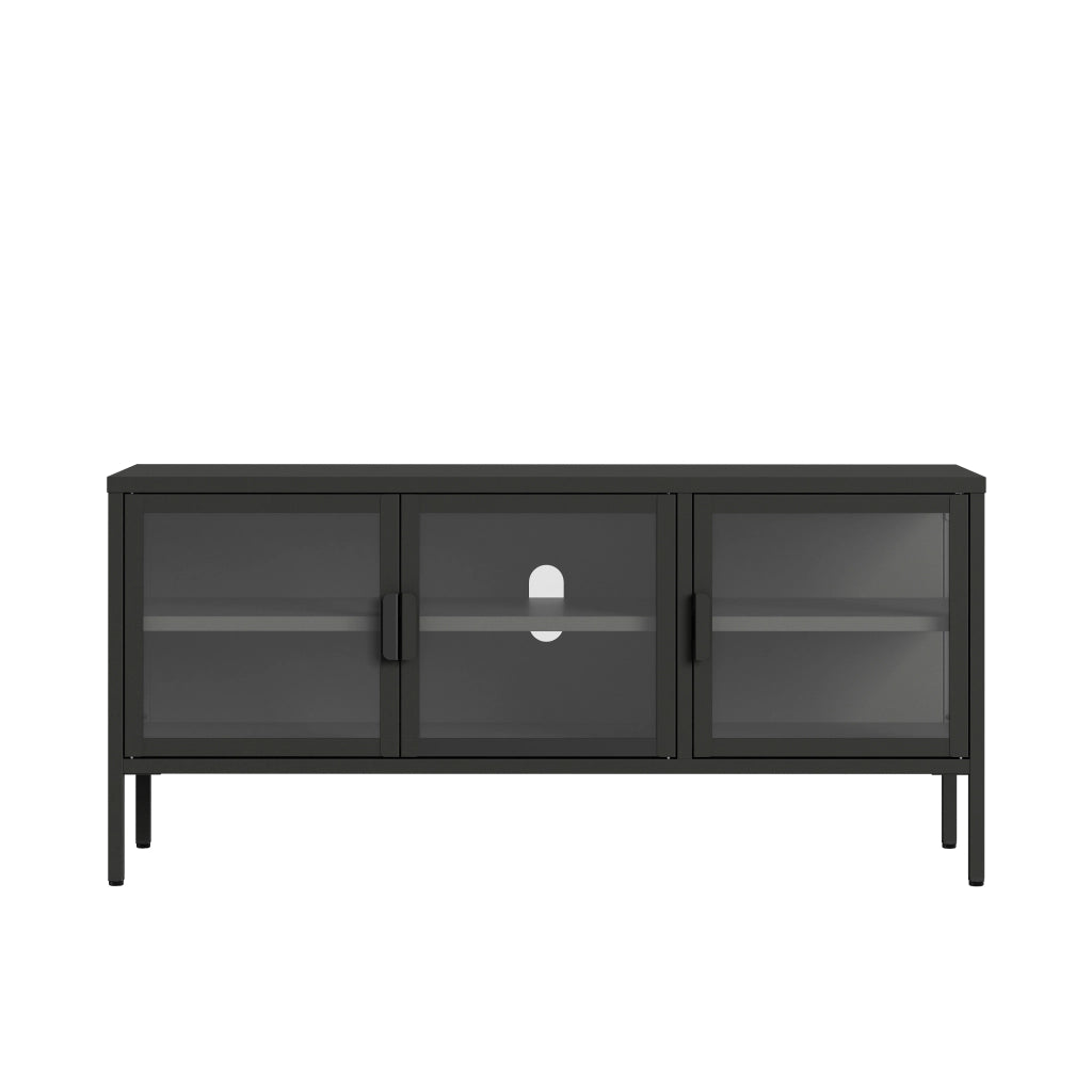 Armadietto con Vetrina Borshavisa Mobile TV con 3 Ante in Vetro 55x118x35 cm [en.casa]