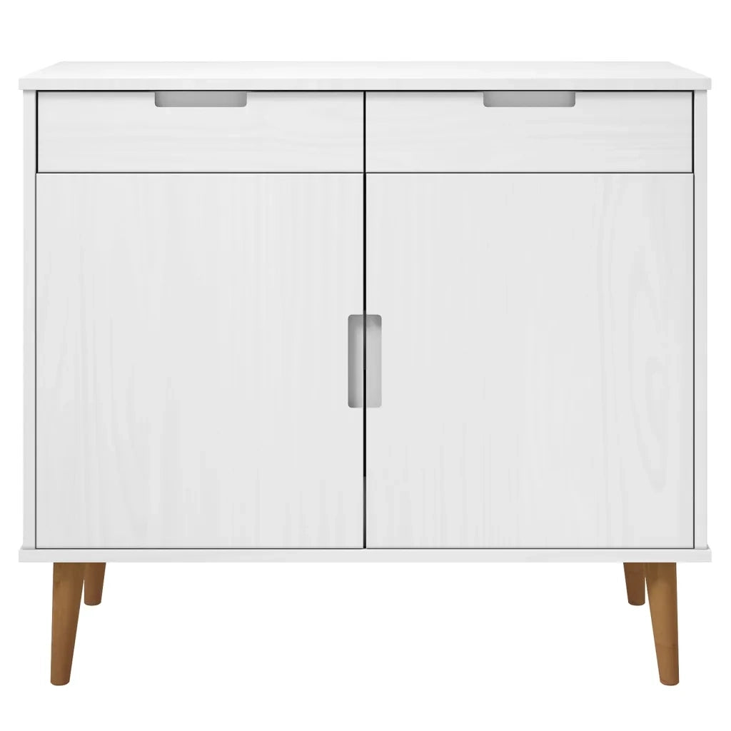 Credenza MOLDE Bianca 90x40x80 cm in Legno Massello di Pino 350547