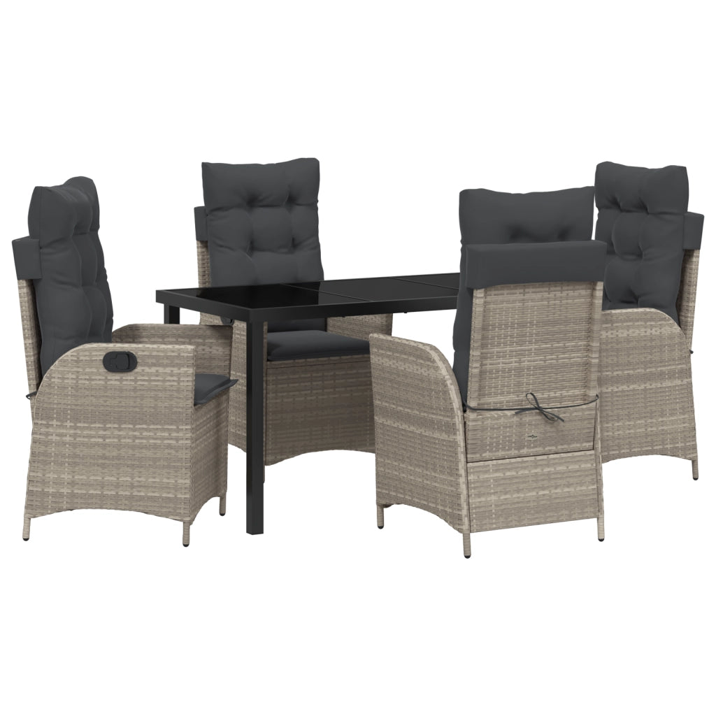 Set di Mobili da Giardino 5 Pezzi con Cuscini Grigio Chiaro Polyrattan