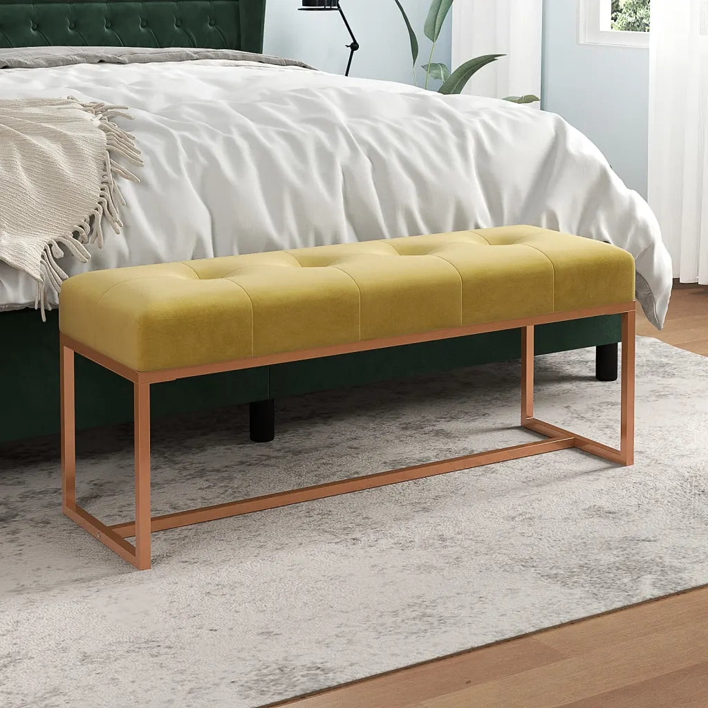 Panca Giallo Senape 110x36x45 cm in Velluto 350602