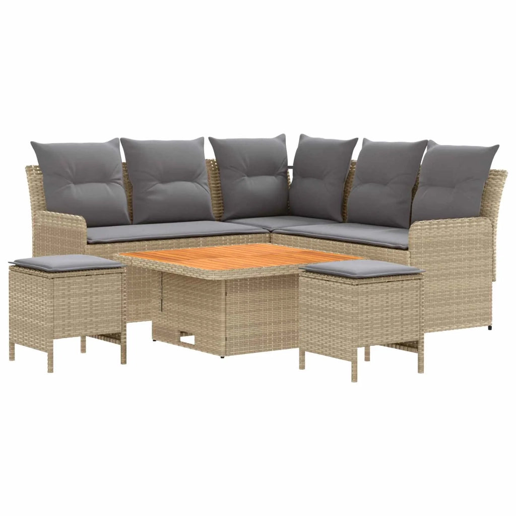 Set di Mobili 6 pcs Beige e Grigio Chiaro Rattan in PE