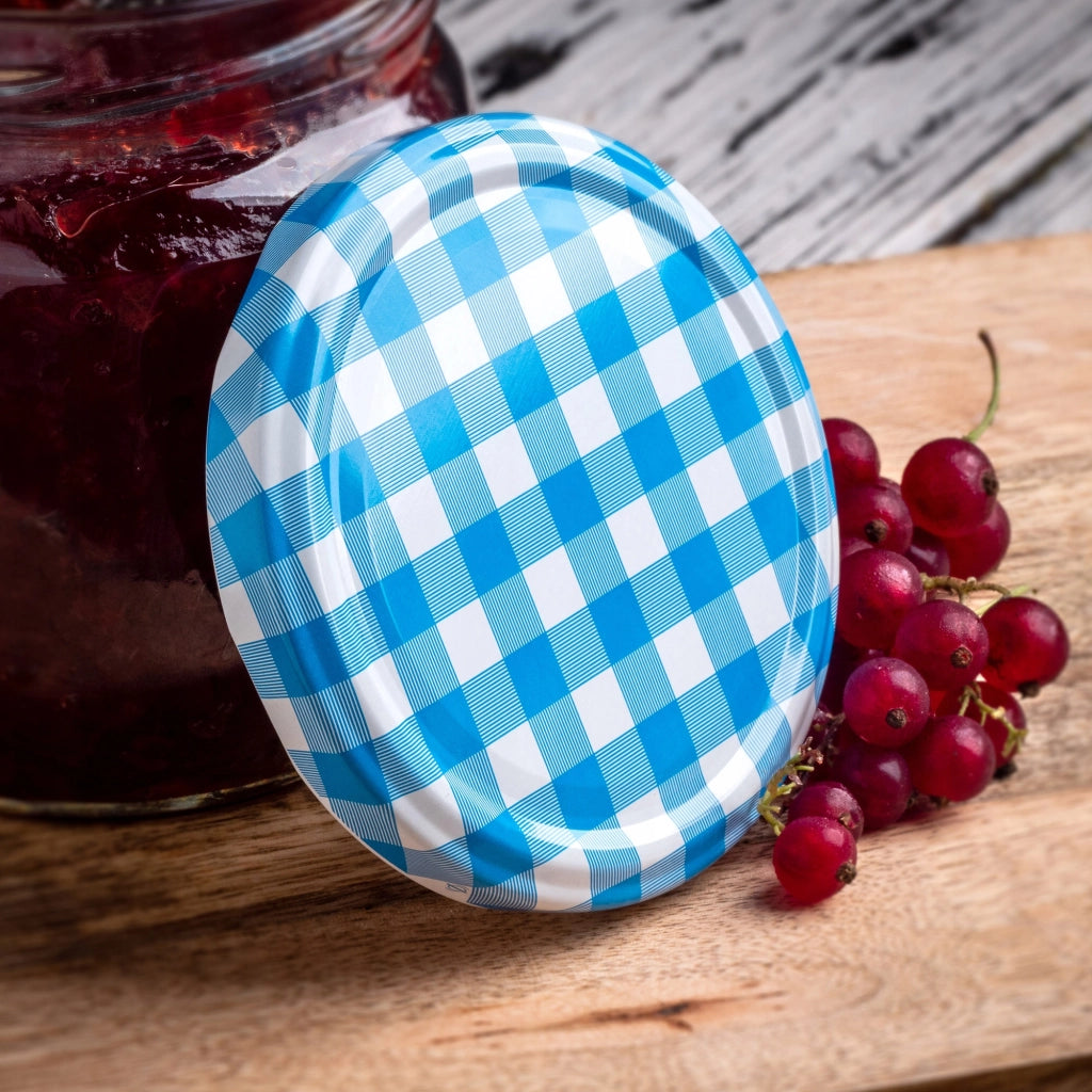 KADAX Sonka barattoli di vetro 330ml 10pz 82mm + coperchio "Blue Lattice"