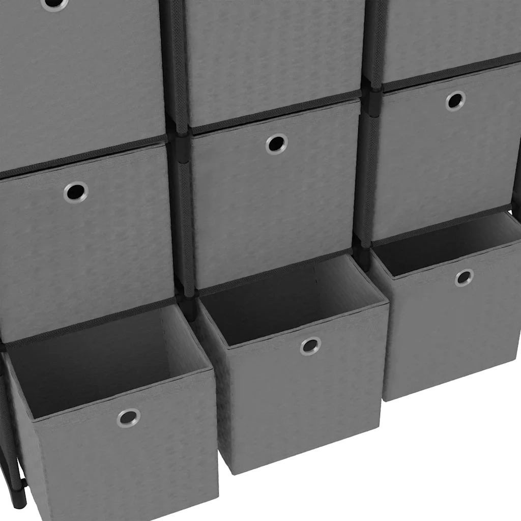 Mobile con 15 Scatole a Cubo Nero 103x30x175,5 cm in Tessuto CFW6280073