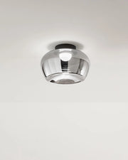 Plafoniera LED a sospensione in vetro specchiato serie 10S48532, 20W 3000K, Dimmerabile, Struttura in metallo nero opaco, Diametro 38 cm - Perenz