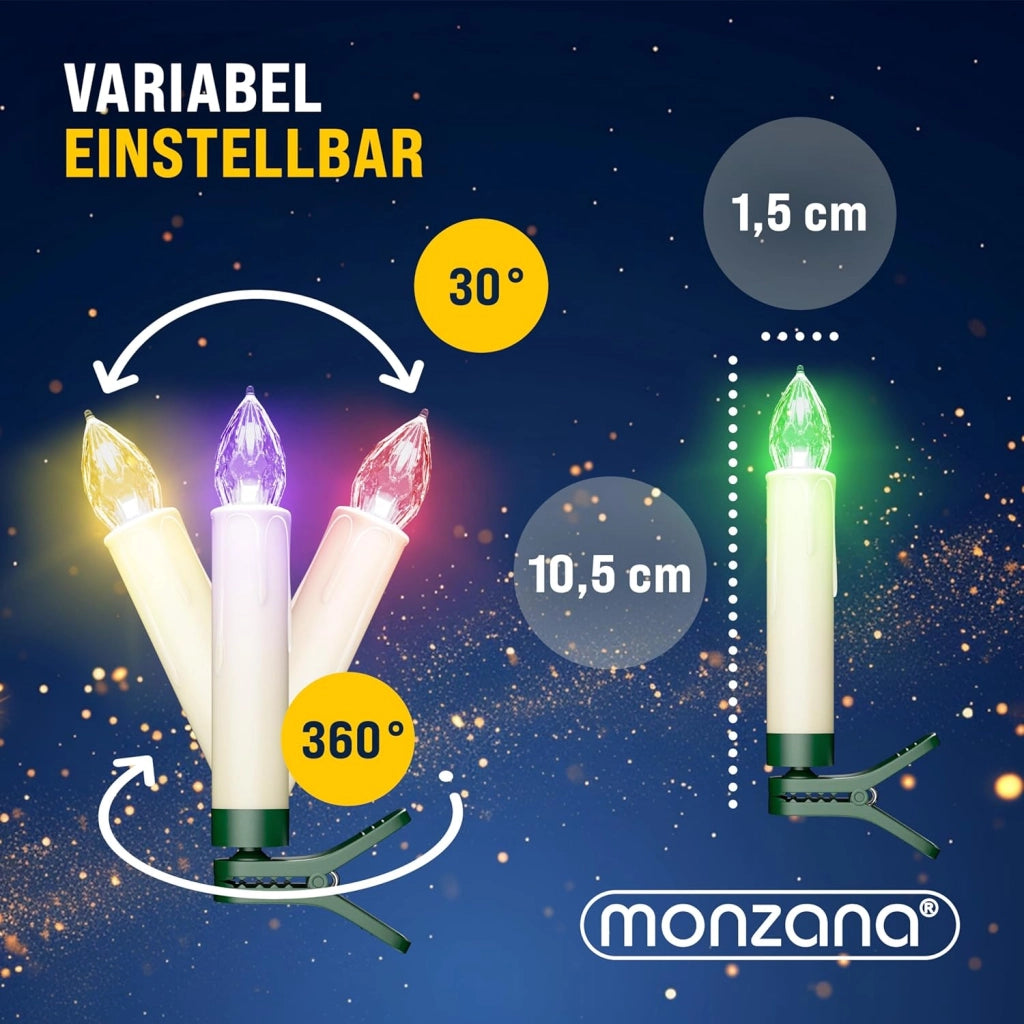 ® Set 30 Candele a LED Albero di Natale Multicolore Batteria Wireless con Timer e Telecomando Lucine Natalizie