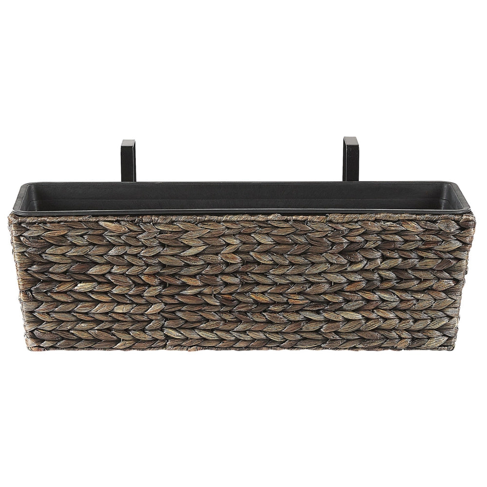 Vaso per piante in giacinto d'acqua marrone a trama rettangolare 60 x 20 cm sintetico con fori di drenaggio