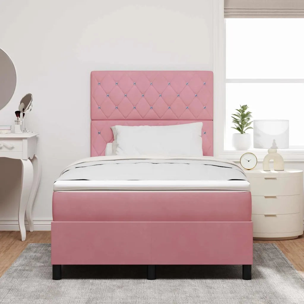 Letto a Sorgente LED con materasso Rosa 120 x 200 cm Tessuto
