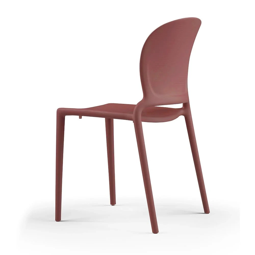 Set 4 sedie in polipropilene JASMINE, impilabile, resistente ai raggi UV, design moderno, ideale per sala da pranzo, cucina, sala d’attesa, bar, ristoranti o giardino colore Mattone