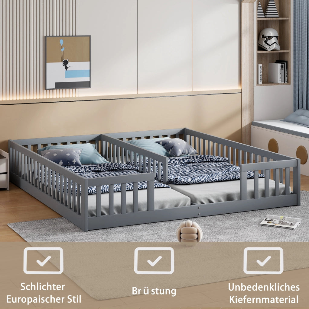 Letto a pannelli 90x200 cm per bambini con sponda e rete a doghe