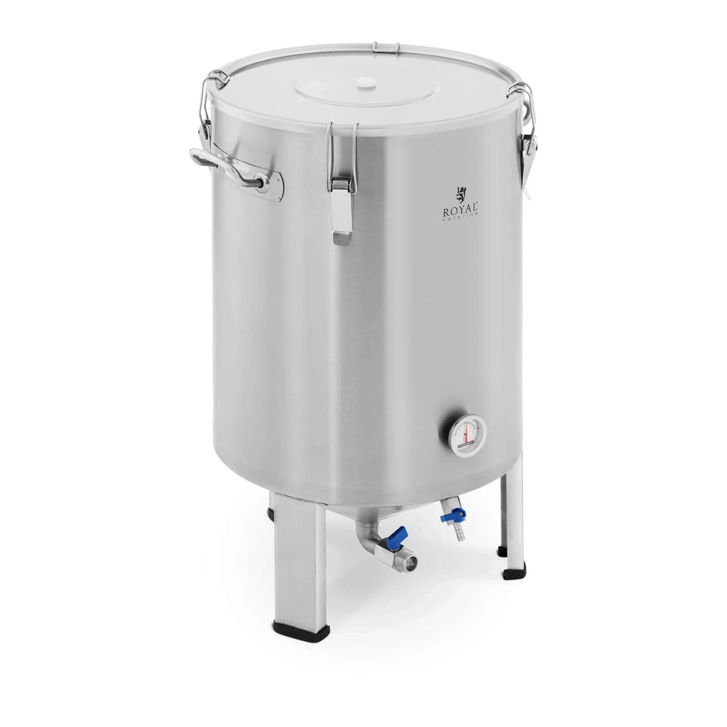 Serbatoio di fermentazione conico per fermentatore di birra in acciaio inossidabile (60 litri, intervallo di temperatura: 0-40 °C, termometro: °C / °F, doppio sistema di evacuazione) 14_0004607