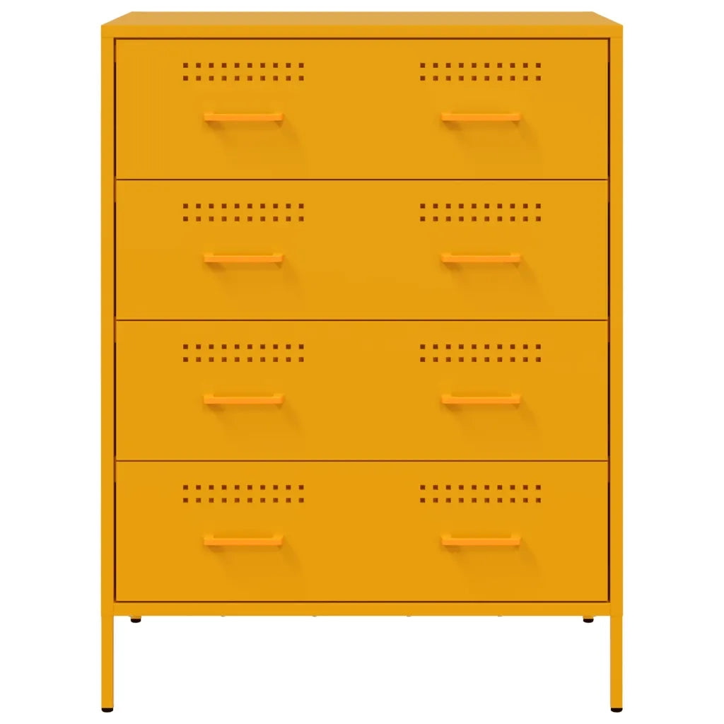 Credenza Giallo Senape 68x39x89 cm in Acciaio