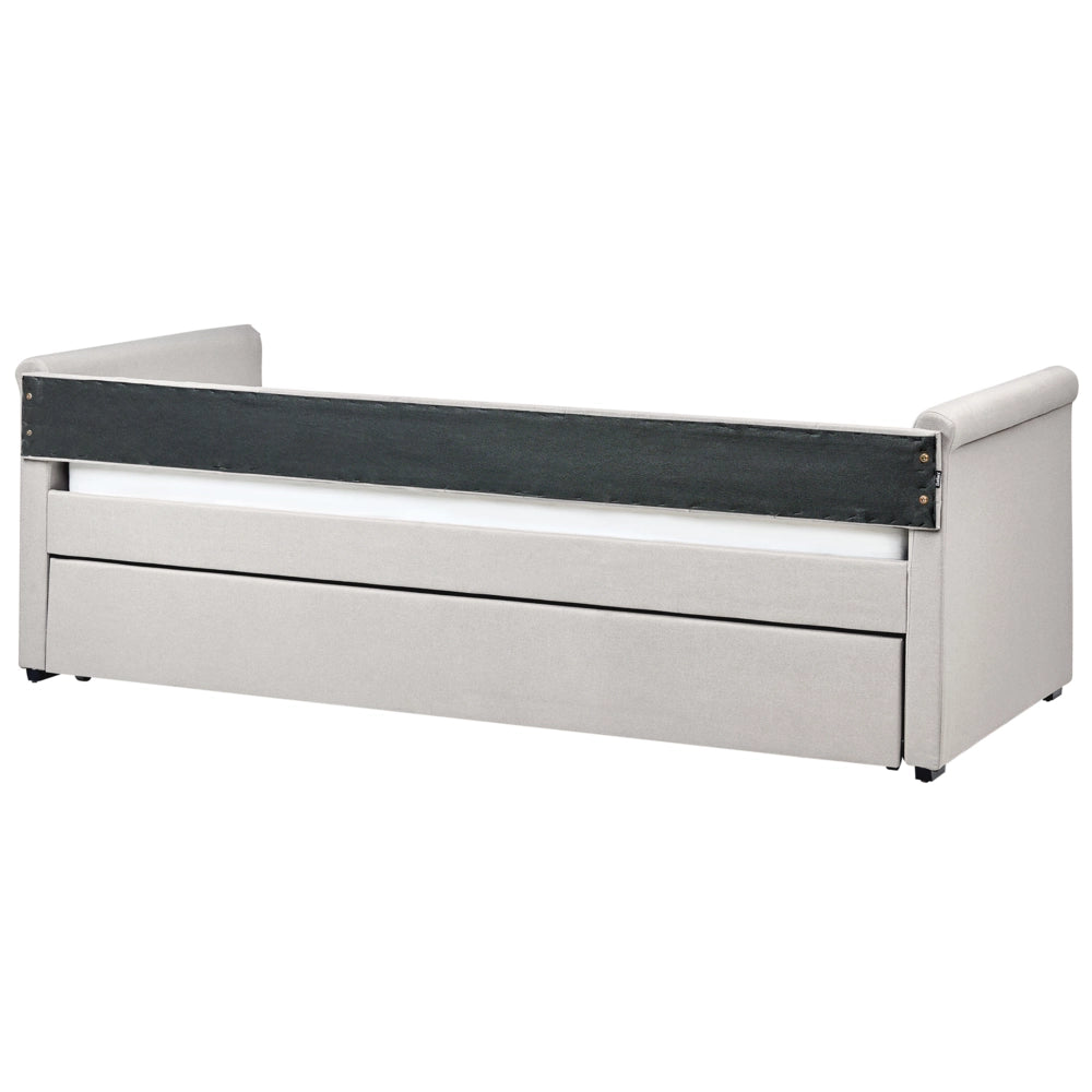 Divano Letto estraibile 90 x 200 cm Rivestimento in tessuto grigio Misura singola sottoletto per ospiti