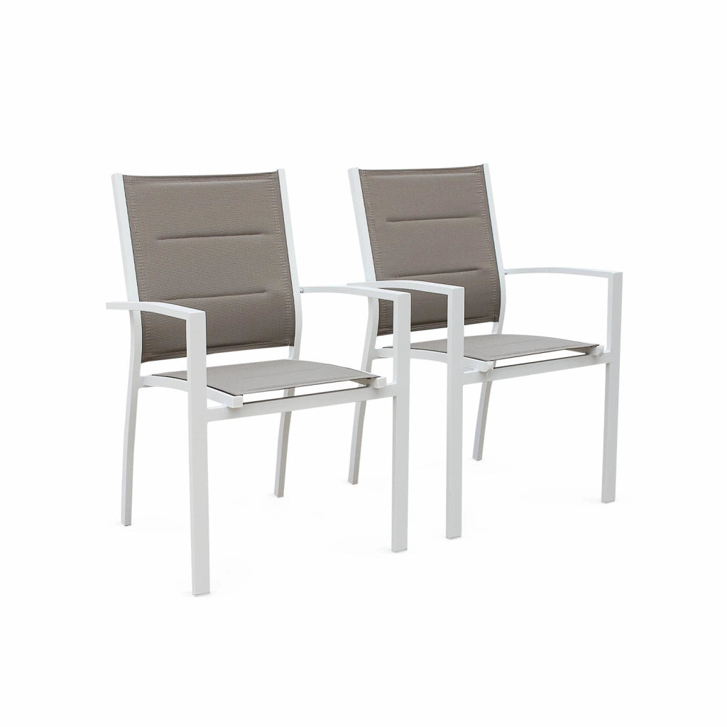 Set tavolo da giardino allungabile in alluminio con 6 sedie, bianco