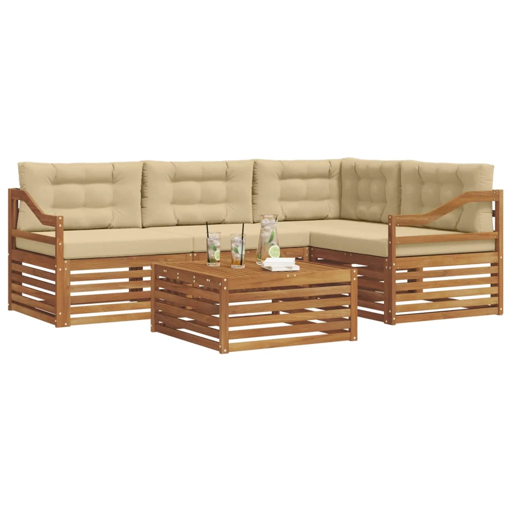 Set di divani da esterno con cuscino 5 pcs Naturale e Beige 3373438
