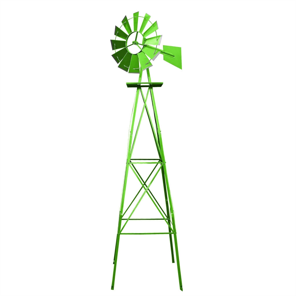 Mulino a vento da giardino stile USA verde, altezza 245 cm, Ruota a vento con cuscinetti a sfera
