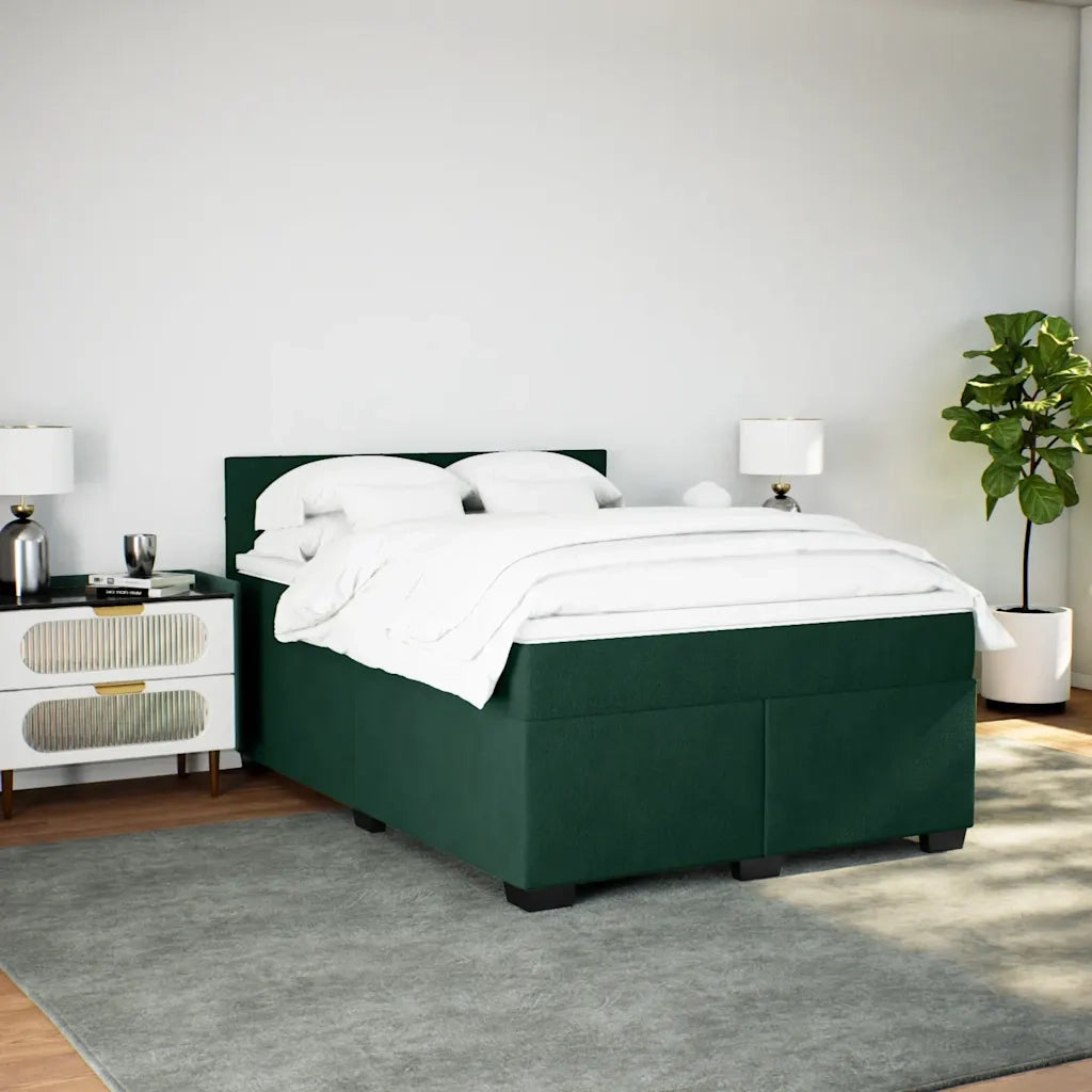 Giroletto a Molle con Materasso Verde Scuro 140x200 cm Velluto
