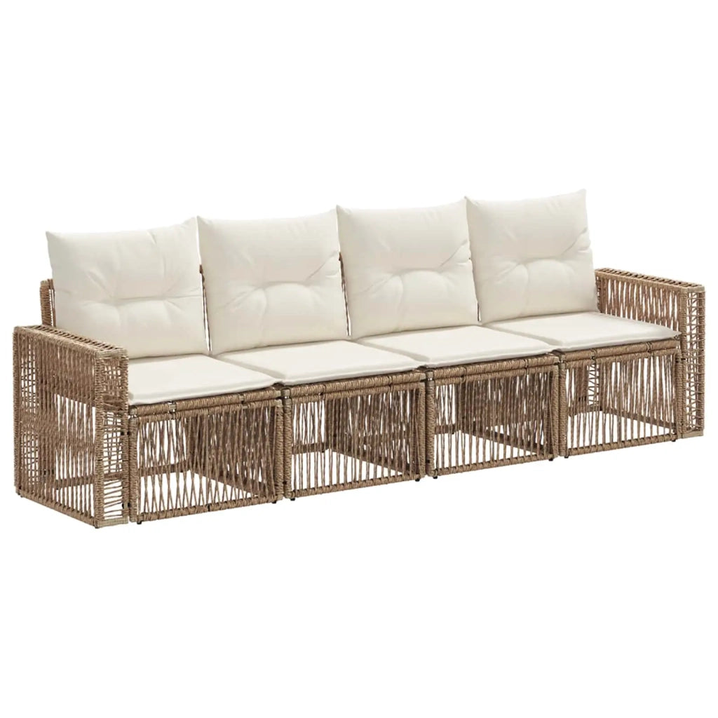 Set Divano da Giardino 4 pcs Beige e Bianco Crema polyrattan 3435048