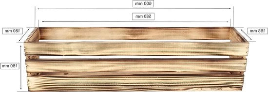 Bacca per erbe in legno - vas da fiori per balcone lungo - 600 x 180 x 150 mm vas da piante in legno arrostito