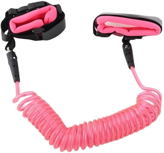 Cinturone di sicurezza a tre punti per camminare, bracciale per polso respirante, sicurezza all'aperto (rosa)