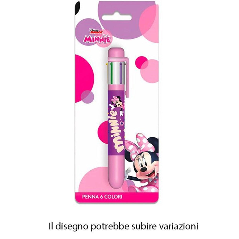Trade Shop - Penna Con 6 Colori Minnie Accessorio Scuola Regalo Cancelleria Per Bambine 961723 -