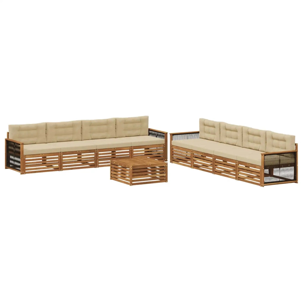 Set di divani da esterno 9 pz Naturale e Beige 3383176