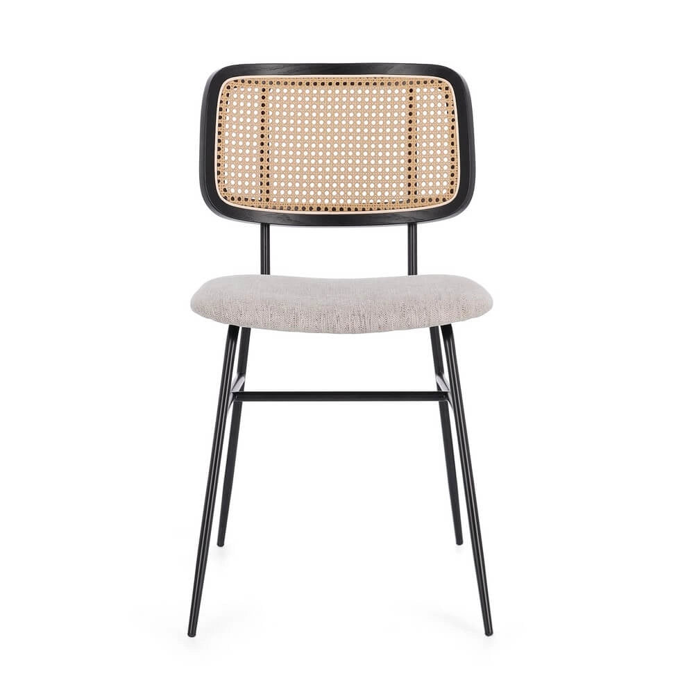 Set di 2 Sedie con Seduta Imbottita e Schienale Effetto Rattan - VIVIANA