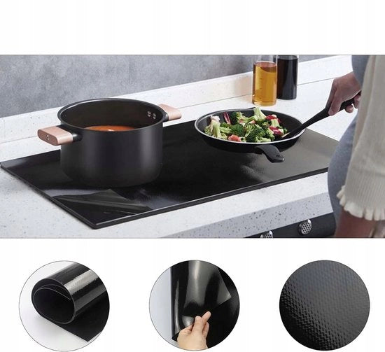 Tavolo di cottura elettrico in silicone - Resistente all'olio - 52*61cm - Nero - Fibra di vetro in silicone - Facile da pulire