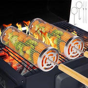 Set di 2 Grillatori Rotanti per BBQ con Maniglie in Legno